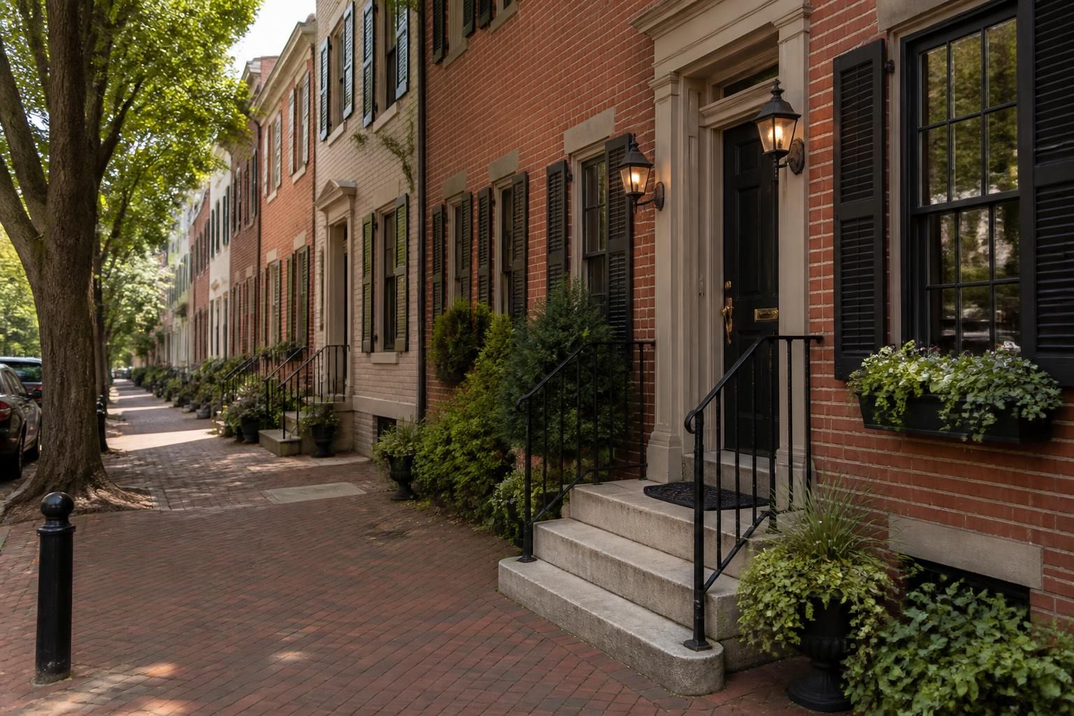 Historic Bethlehem neighborhood with brick homes and clean streets.