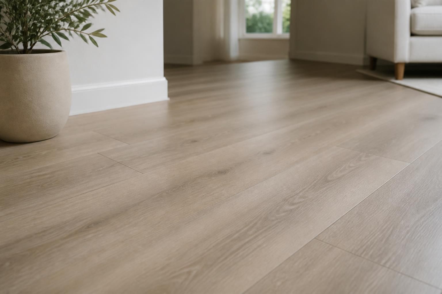 Newly installed LVP flooring in a clean modern room.